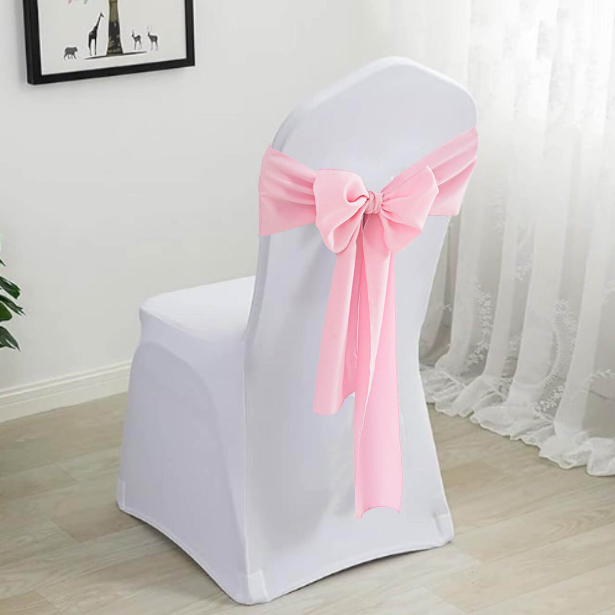 10 Pieces Pink Soft 8"x108" Polyester Chair Sashes, Wrinkle Resistant Wedding Decor