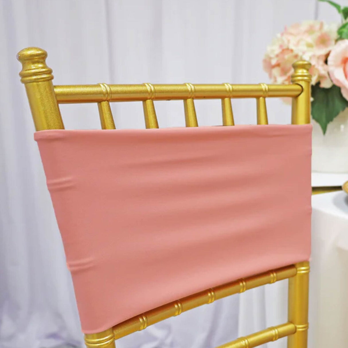 10 Pieces Soft Stretch Rose Pink Spandex Chair Bands 7 x 13 Inches