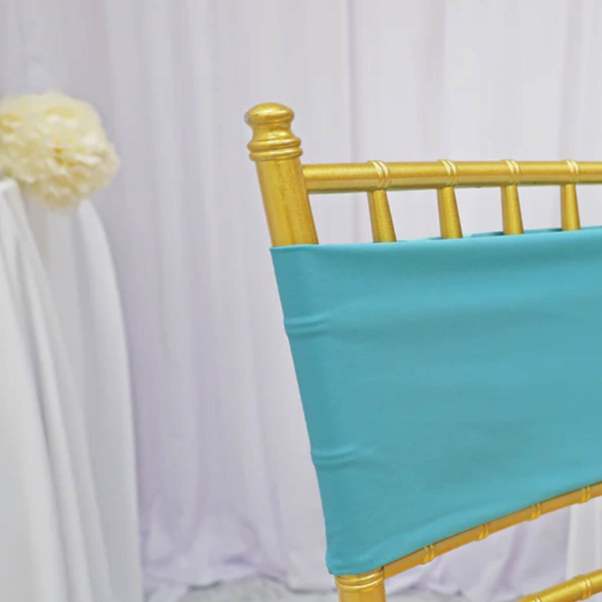 10 Pieces Stretchy Soft Pool Blue Spandex Chair Bands 7 x 13 Inches