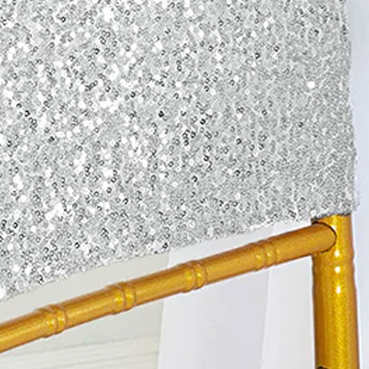 1 Piece Platinum Or Light Silver Sequin Spandex Chair Cap 13.5 inch by 10 inch Decor