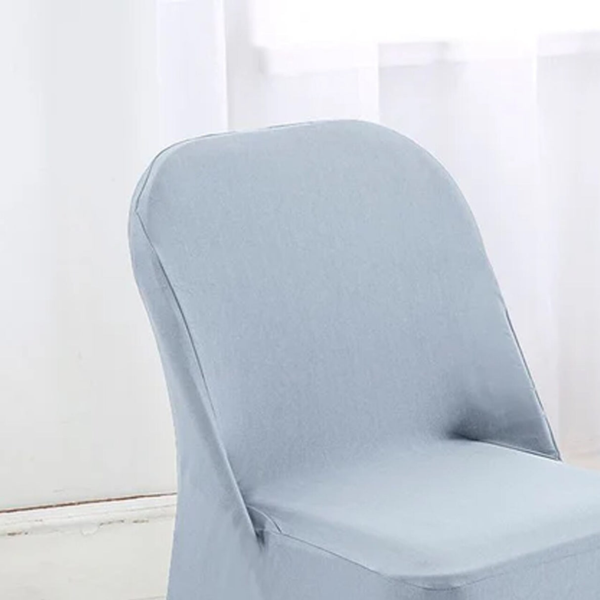 1 Piece Dusty Blue Stretch Spandex Chair Cover for Stylish Folding Seating