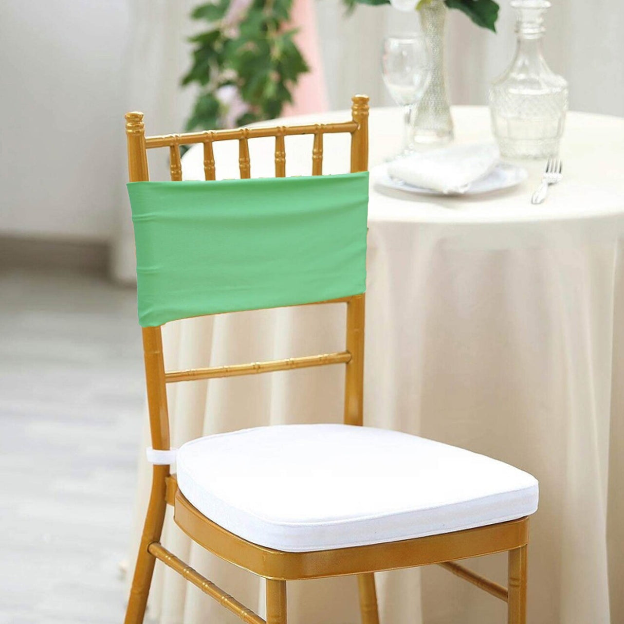 10 Pieces Sage Green Spandex Chair Bands for Banquet Chairs 7 x 13 Inches