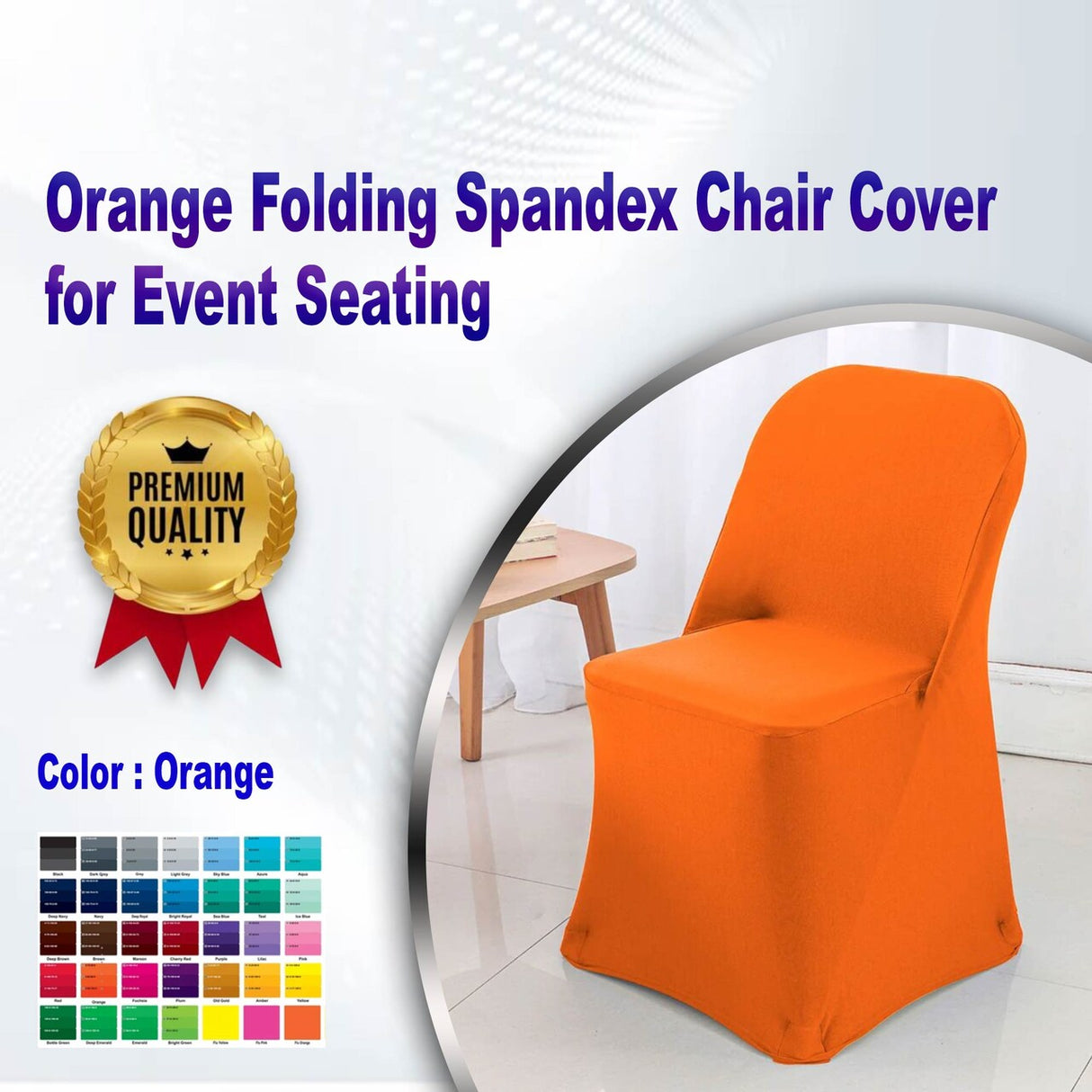Orange Folding Spandex Chair Cover for Event Seating
