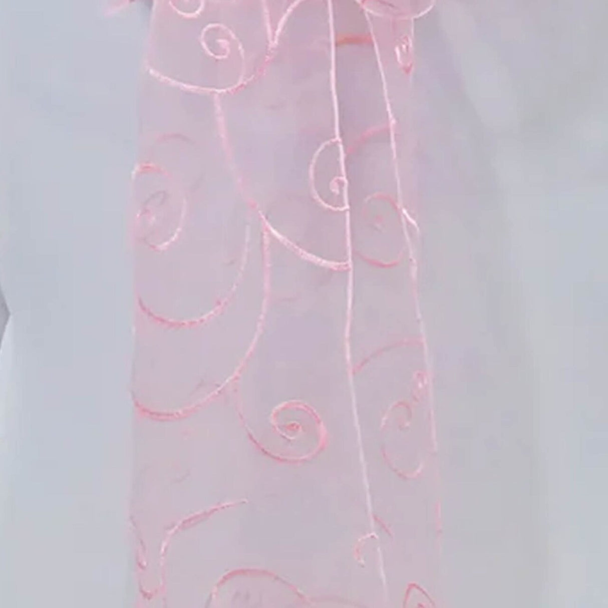 10 Pieces Pink Embroidered Organza Chair Sashes 8"x108" Elegant Event Decoration