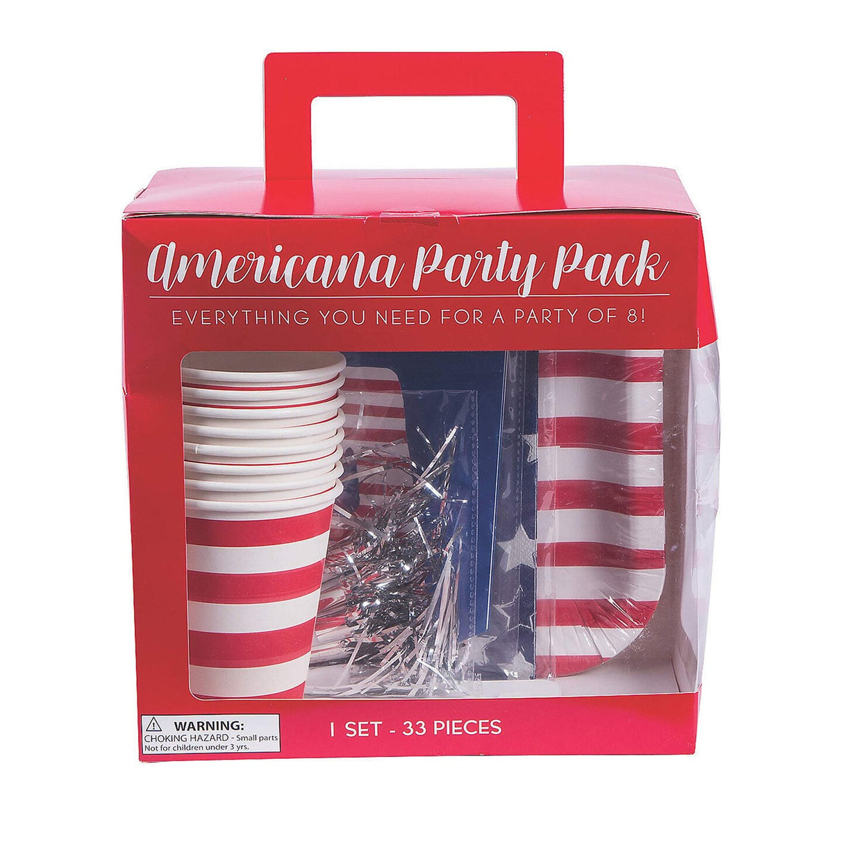4th of July Patriotic Tableware Kit for 8 Guests 33 Pieces