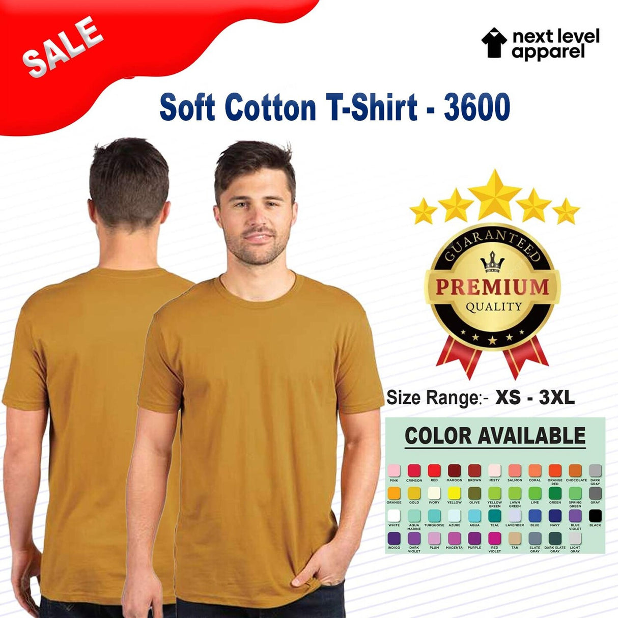 Next Level® Soft Cotton Crewneck Short Sleeve T-Shirt