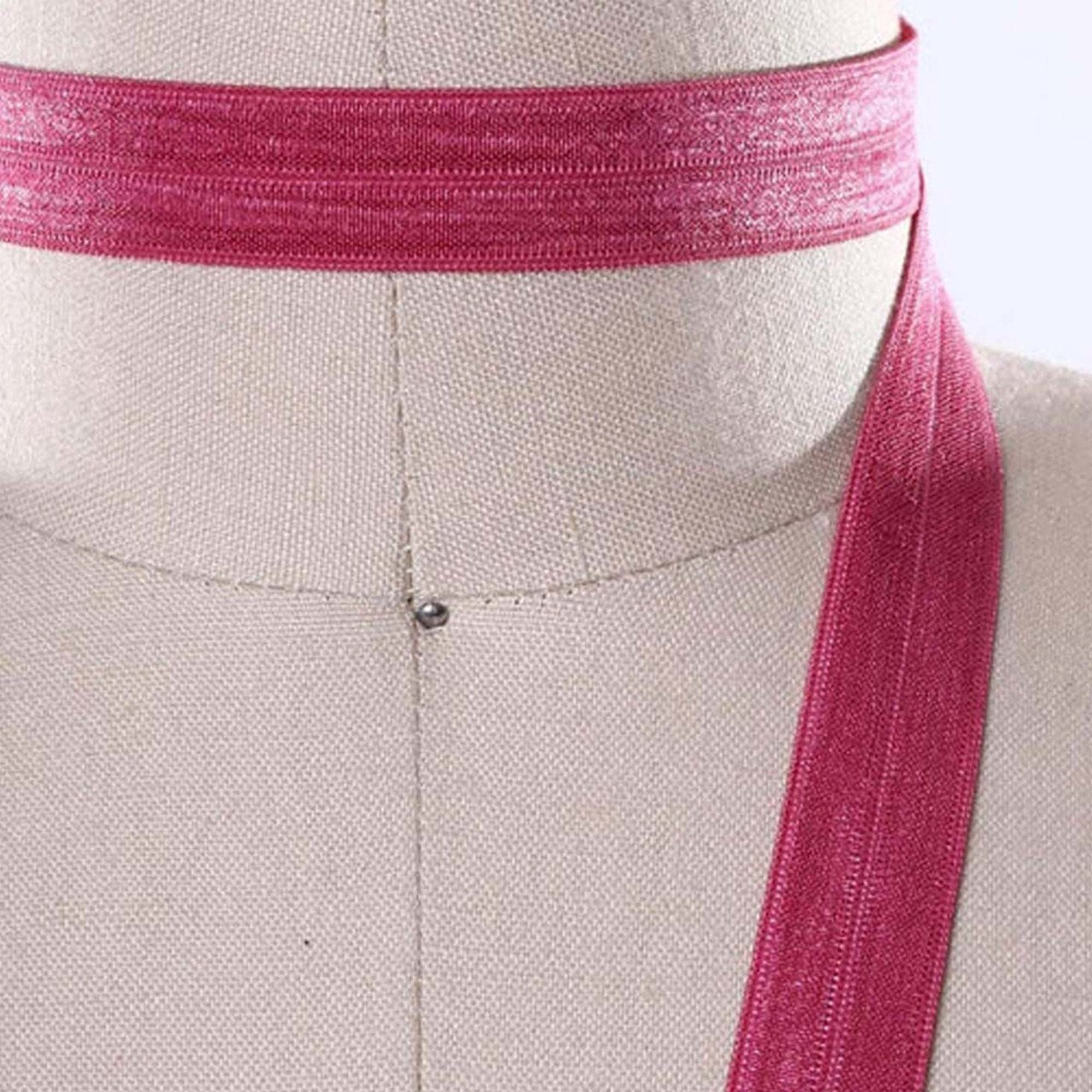 5/8" 3 Yards Magenta Fold Over Elastic Trim Soft Stretch Sewing Ribbon