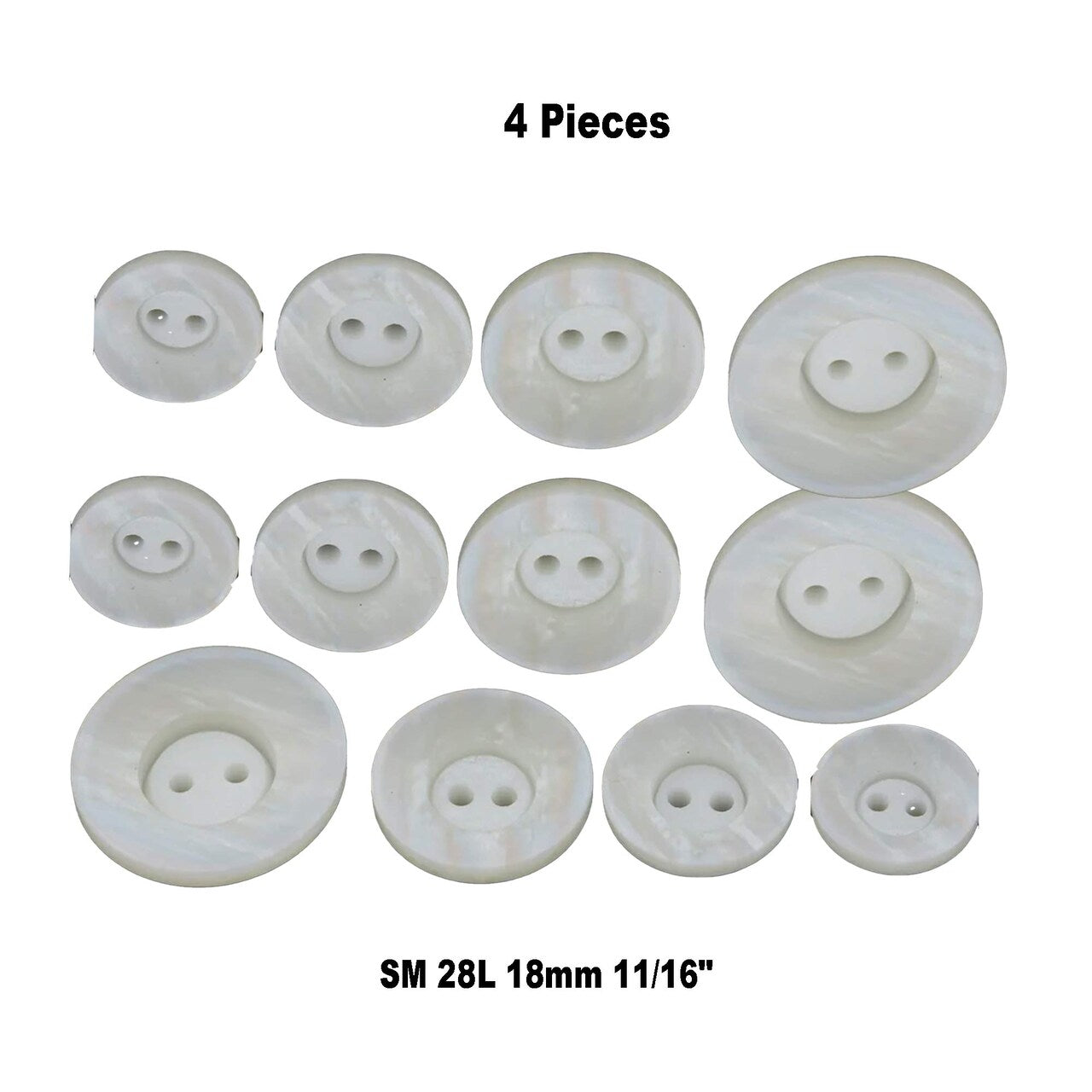 28L (18mm / 11/16") Ivory Faux Shell Buttons Iridescent Bowl Shape Two Hole Clothing & DIY Projects