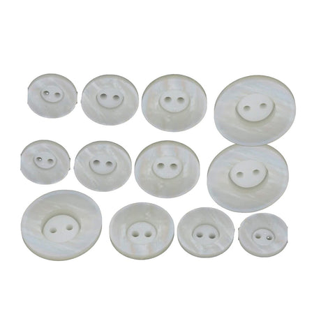 34L (21mm / 7/8") Ivory Faux Shell Buttons Iridescent Bowl Shape 2-Hole Sewing Buttons for Crafts & Garments