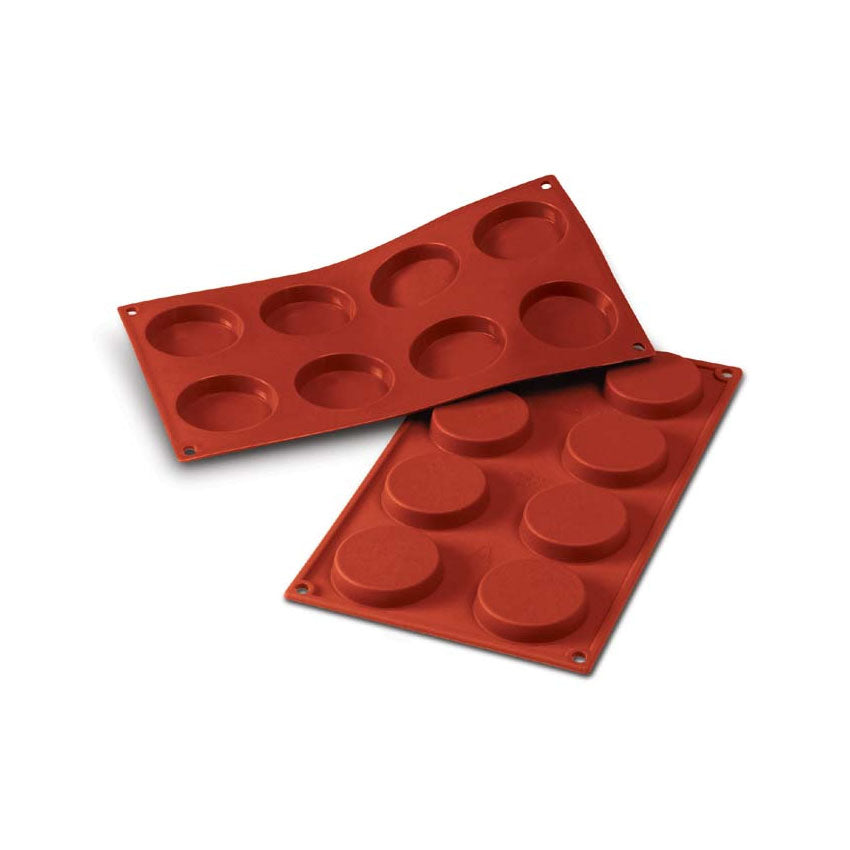 Silikomart Flexible Silicone Non-stick Florentine Bakeware Mold 1.18 Oz, 2.36" Diam. x 0.47" Deep, 8 Cavities