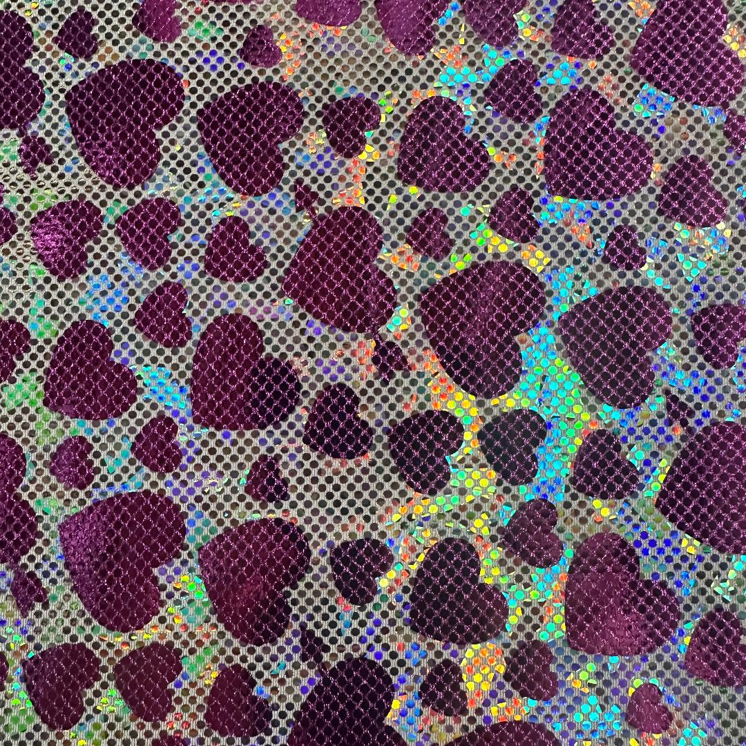 Nylon Spandex Heart Foil Metallic Fabric