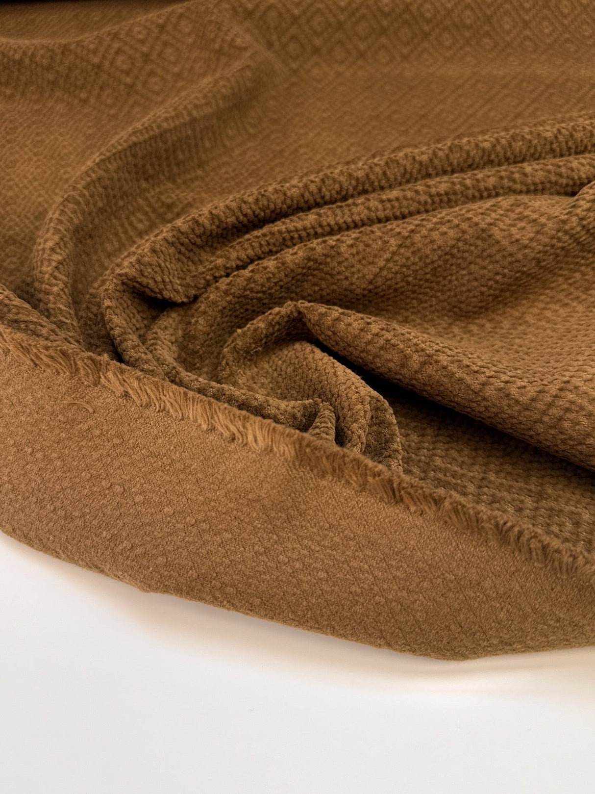 Italian Brown Geometric Cotton Jacquard Fabric