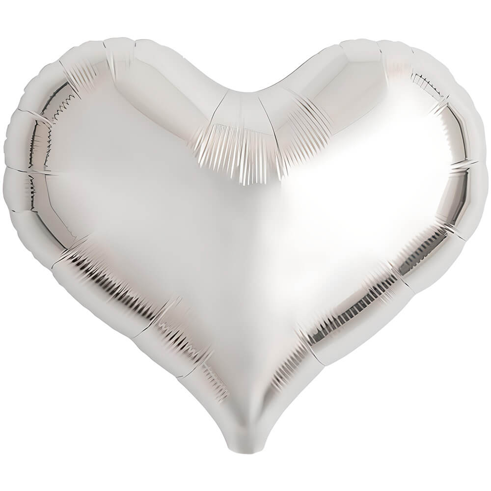 Foil Balloon 14 Inch Jelly Heart Metallic Silver
