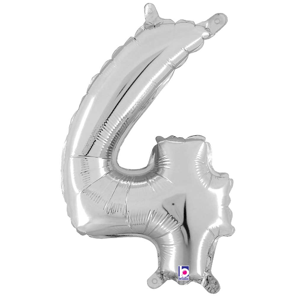 Foil Balloon Number 4 Silver Megaloon