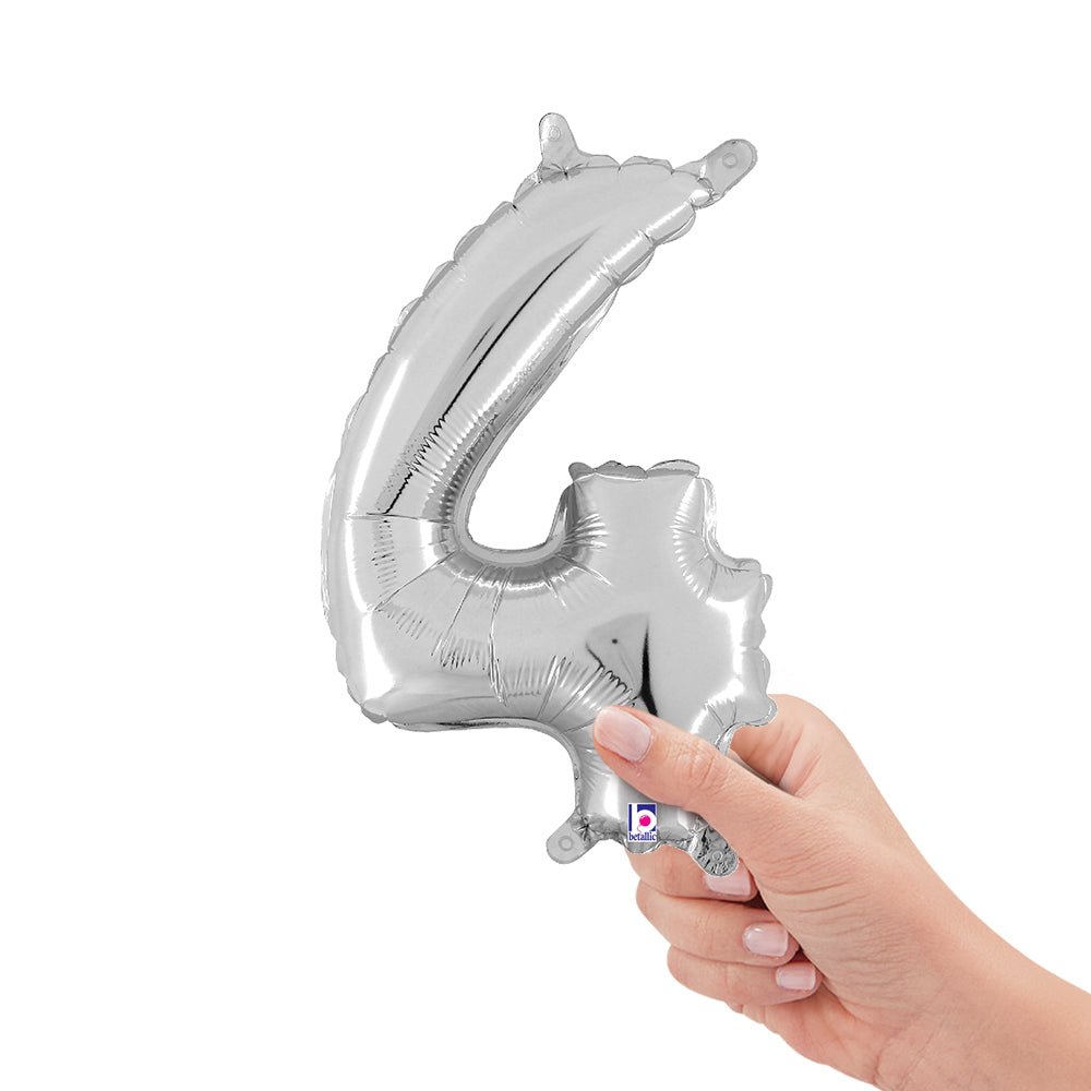 Foil Balloon Number 4 Silver Megaloon