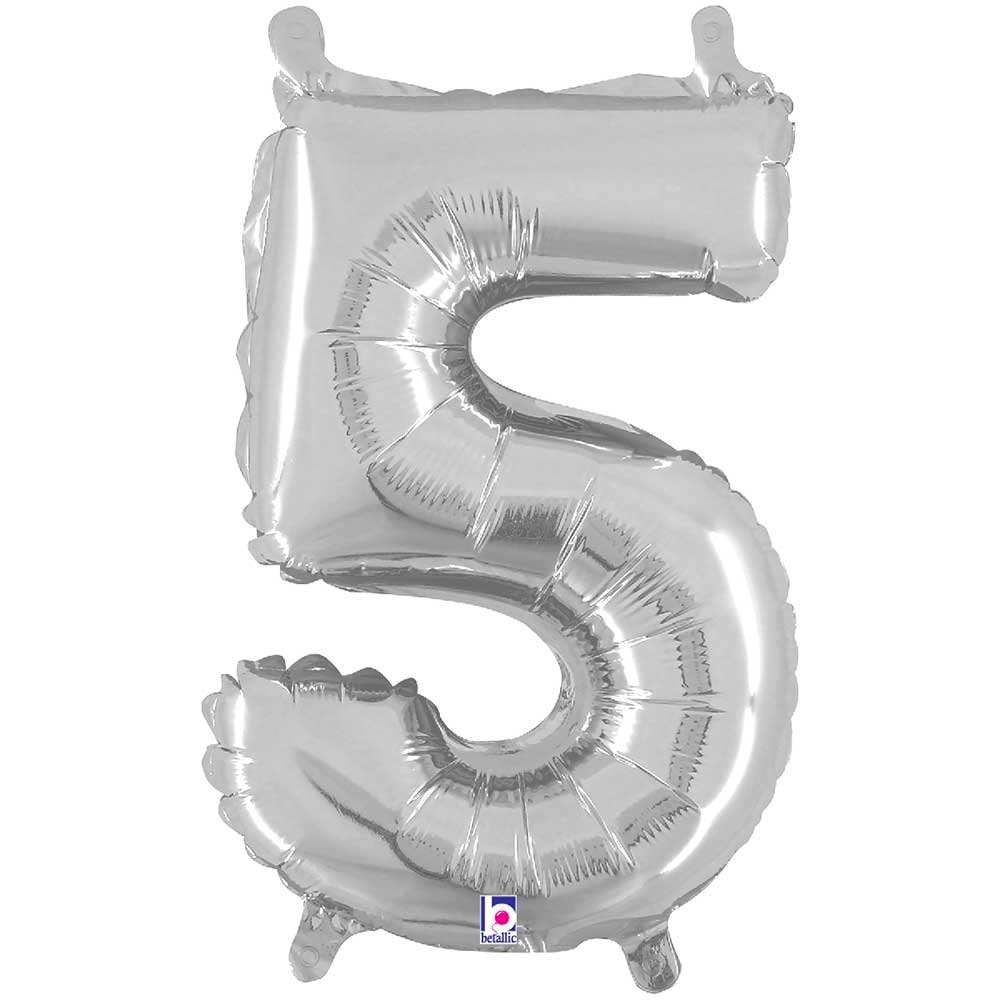 Foil Balloon Number 5 Silver Megaloon