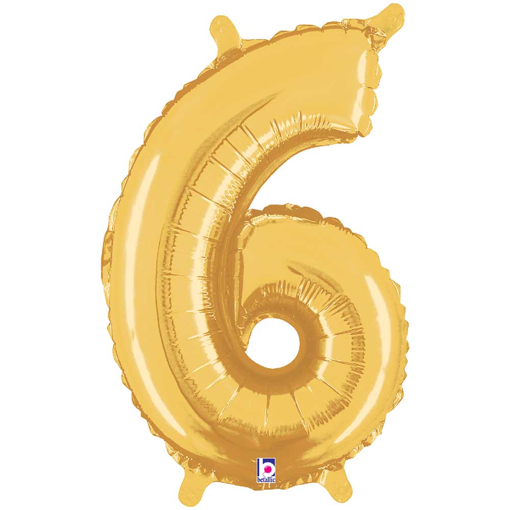 Gold Number 6 Foil Balloon