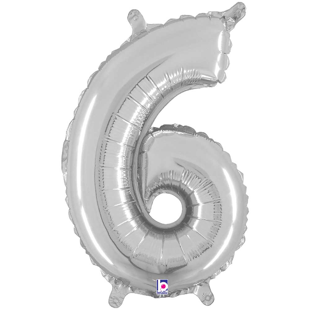 Number 6 Silver Foil Balloon