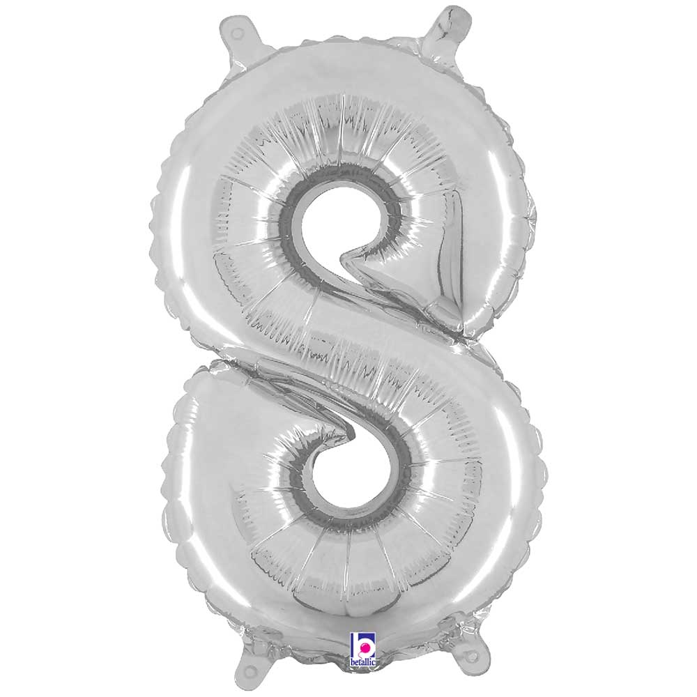 Foil Number 8 Silver Megaloon Balloon