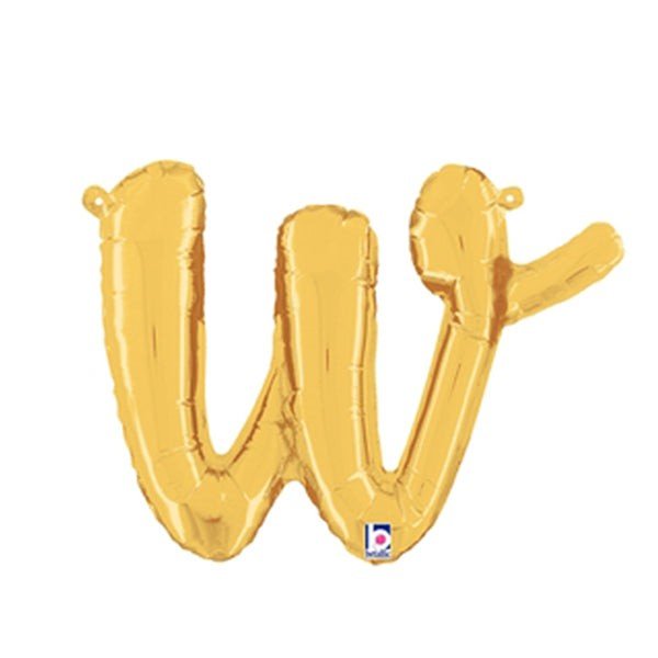 Foil Balloon Script Letter W Gold