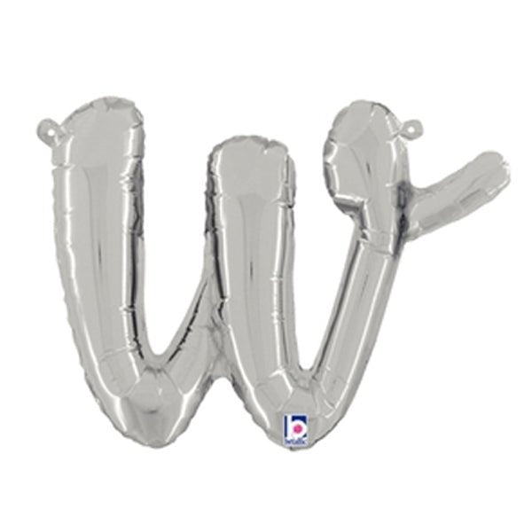Foil Balloon Script Letter W Silver
