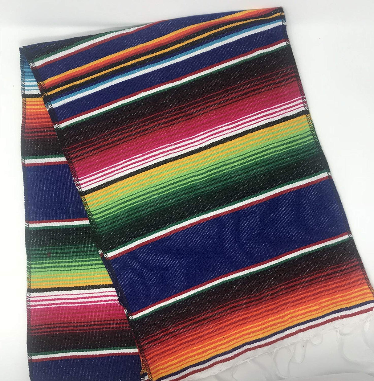 Cinco De Mayo Mexican Serape Cotton Fabric - Multicolor Woven Stripes, 14" Wide x 76" Long (1 Piece)