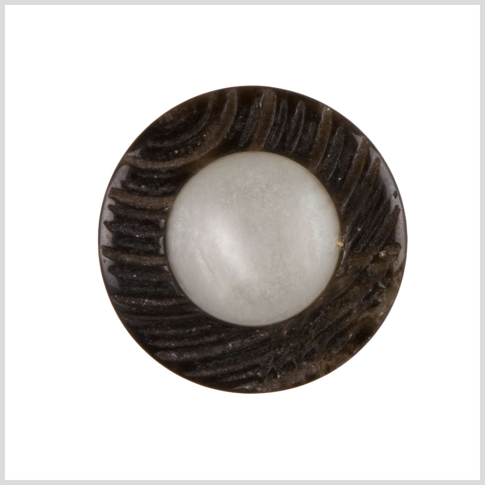 Ivory Brown Plastic Button - 36L/23mm