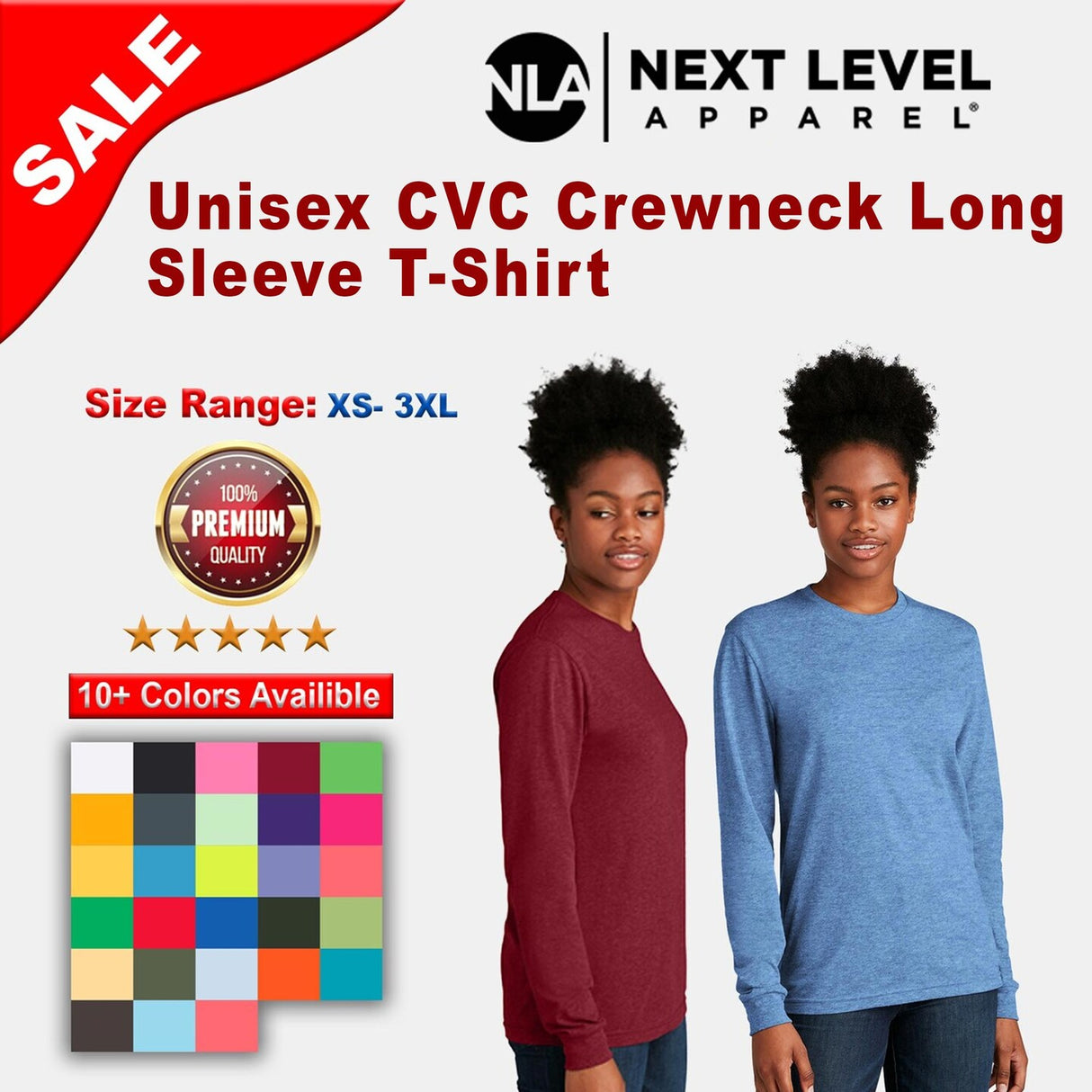 Next Level® Unisex CVC Crewneck Long Sleeve T-Shirt