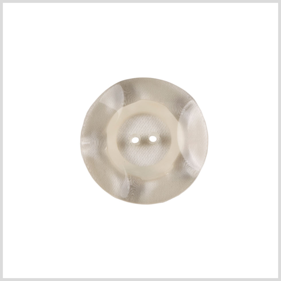 Plastic 2-Hole Button - 36L/23mm - Clear and White Ring