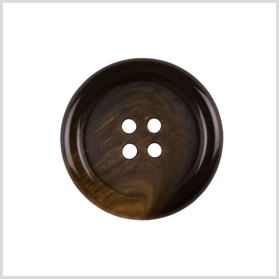 Plastic 4-Hole Button - 28L/18mm - Dark Brown and Tan Swirled Tire Rim