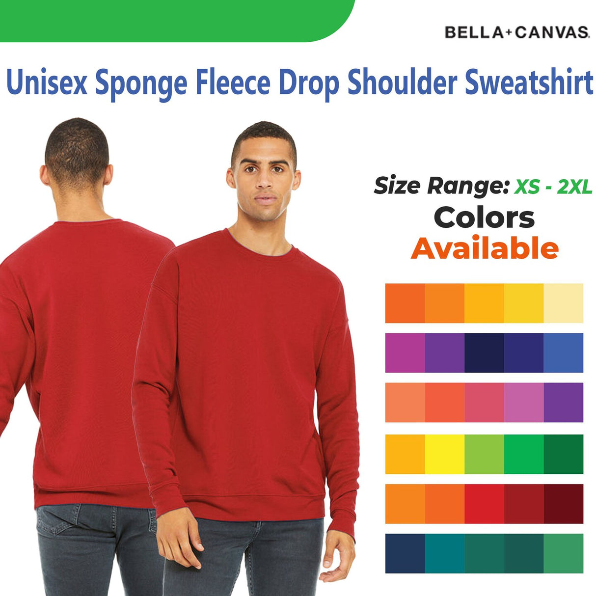 Bella+Canvas® Unisex Sponge Fleece Drop Shoulder Crewneck Sweatshirt