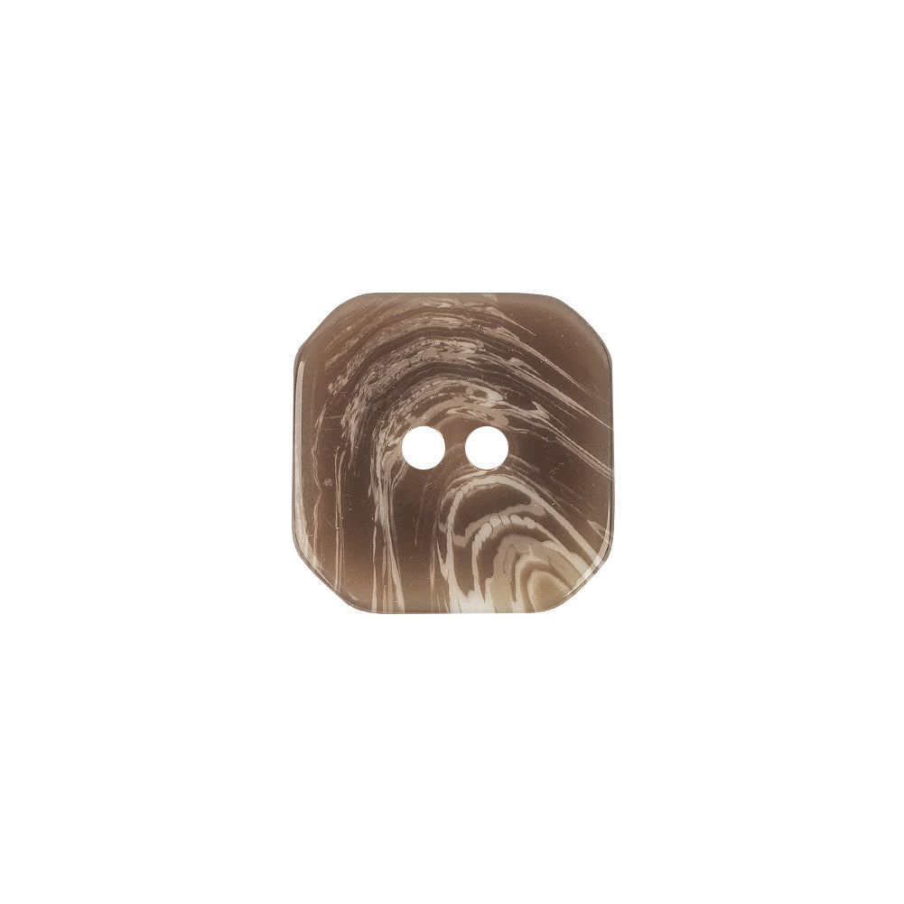 Brown and Gray Swirls Square 2-Hole Plastic Button - 28L/18mm