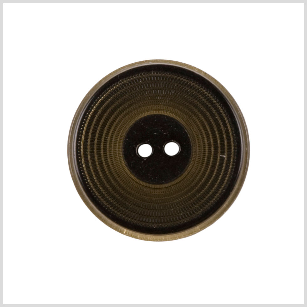 Plastic 2-Hole Button - 24L/15mm - Brown Ribbed Concentric Rings