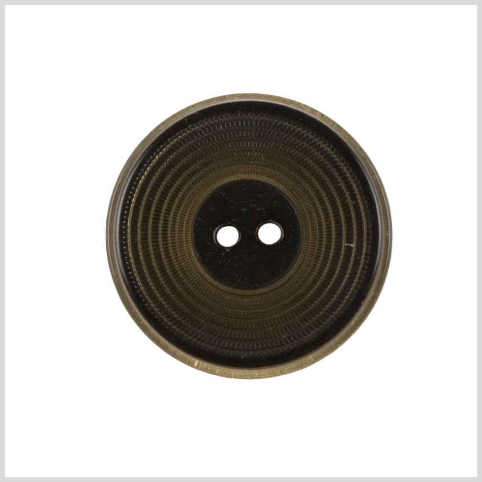Plastic 2-Hole Button - 44L/28mm - Brown Ribbed Concentric Rings