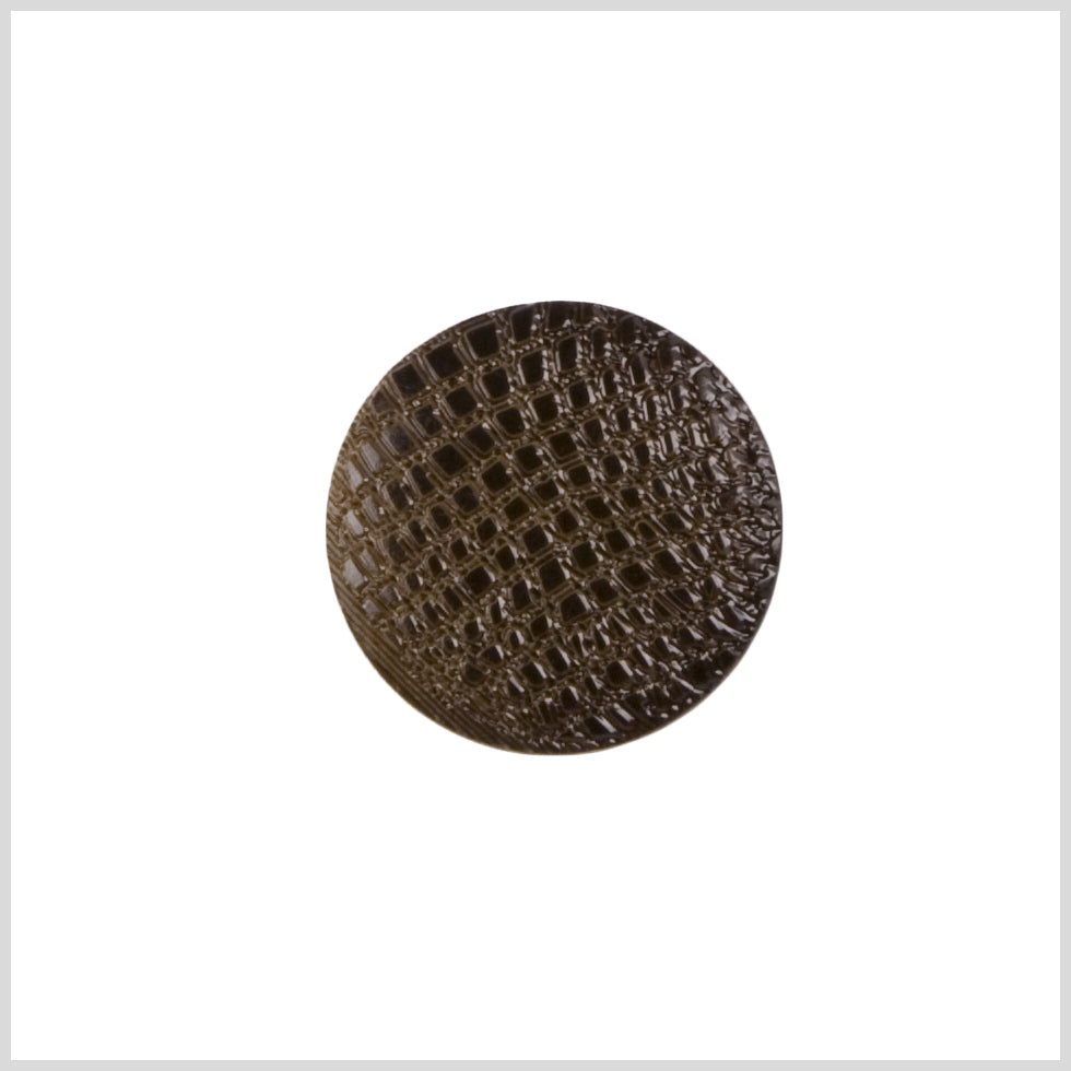 Plastic Shank Back Button - 28L/18mm - Brown Alligator Skin Embossed
