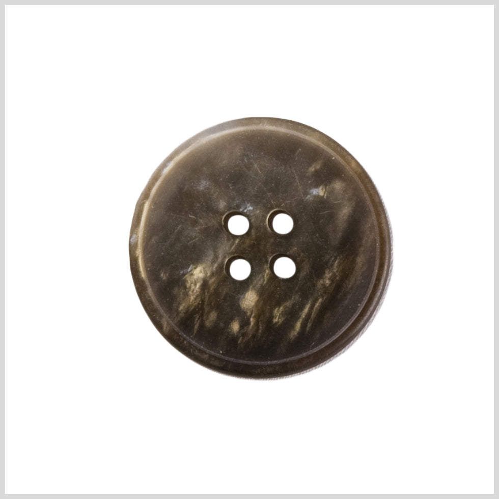 Plastic 4-Hole Button - 28L/18mm - Brown and Beige Mottled Raised Flat Center