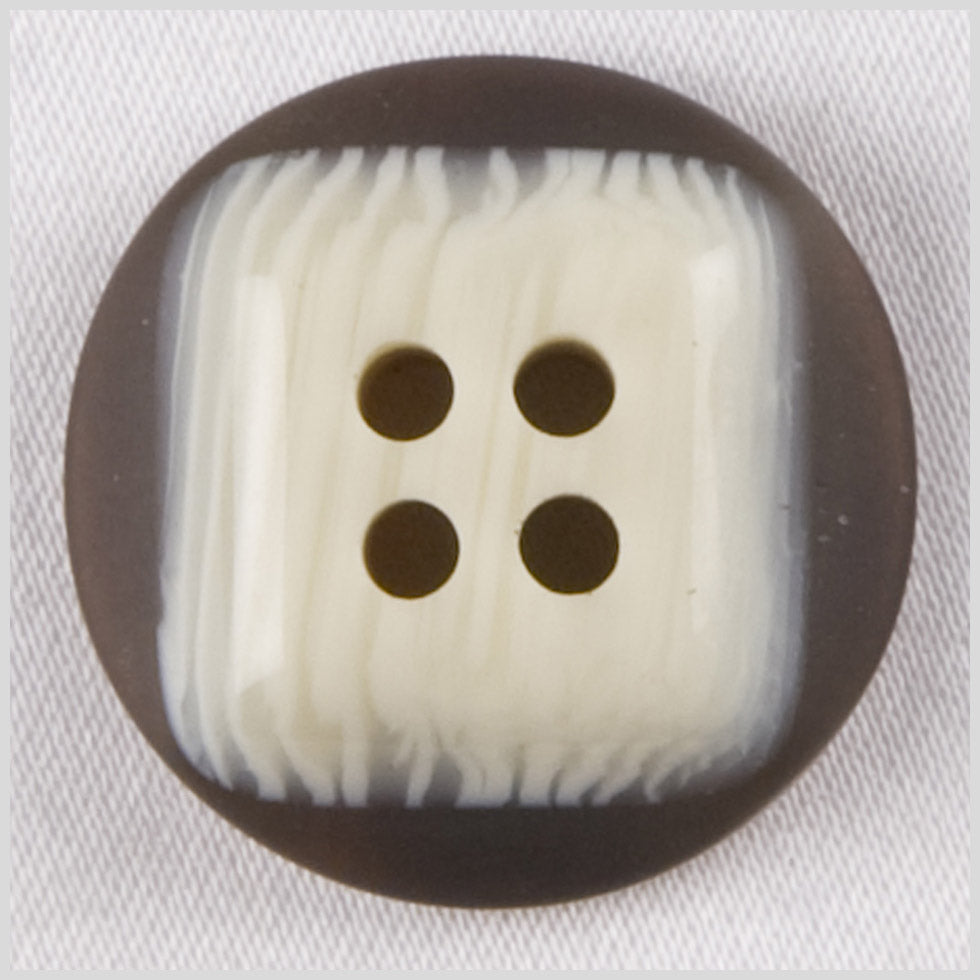 Beige/Brown Plastic Button - 24L/15mm