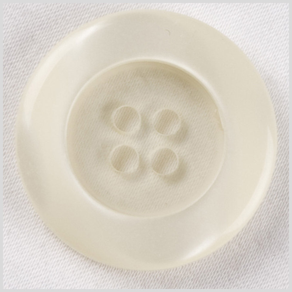 Plastic 4-Hole Button - 40L/25.5mm - Subtle Shimmer Ivory Rolled Rim