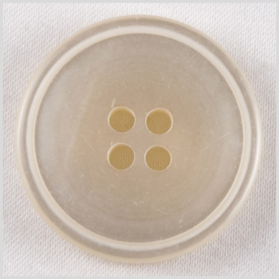 Plastic 4-Hole Button - 36L/23mm - Ivory Narrow Rim with White Ring