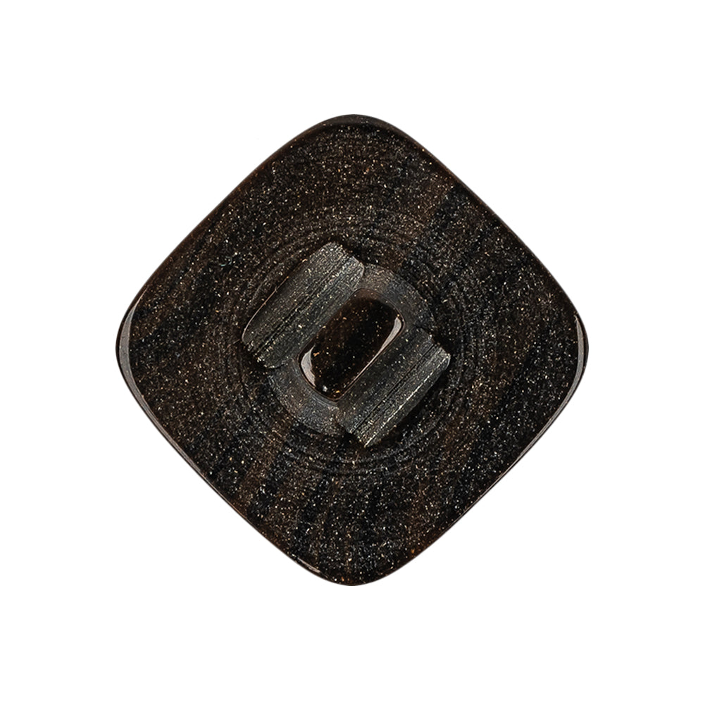 Square Plastic Shank Back Button - 42L/27mm - Black and Brown Animal Stripes and Sparkles