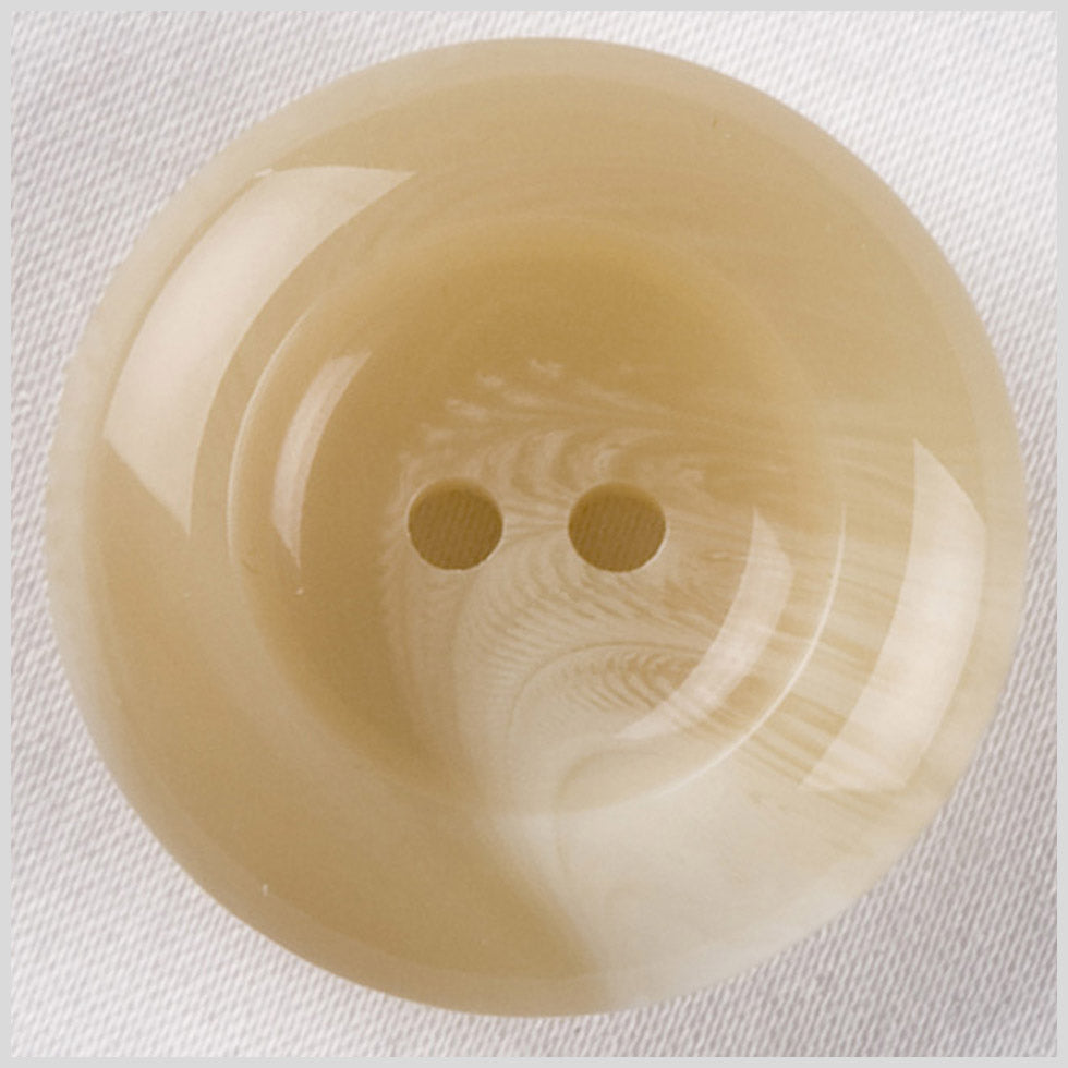 Plastic 2-Hole Button - 40L/25.5mm - Beige and White Swirl Rolled Rim