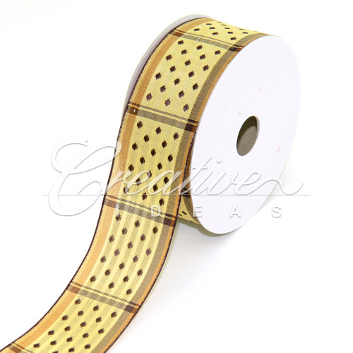 1 1/2" Wired Dippy Dots Ribbon - 10 Yards (Toffee)