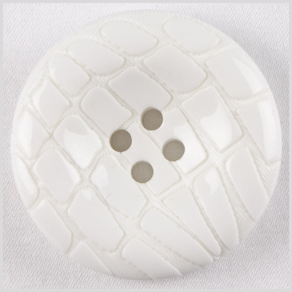 Plastic 4-Hole Button - 36L/23mm - White Animal Spots Embossed