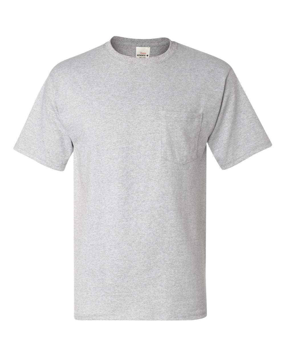 Hanes® Authentic Crewneck Short Sleeve Pocket T-Shirt