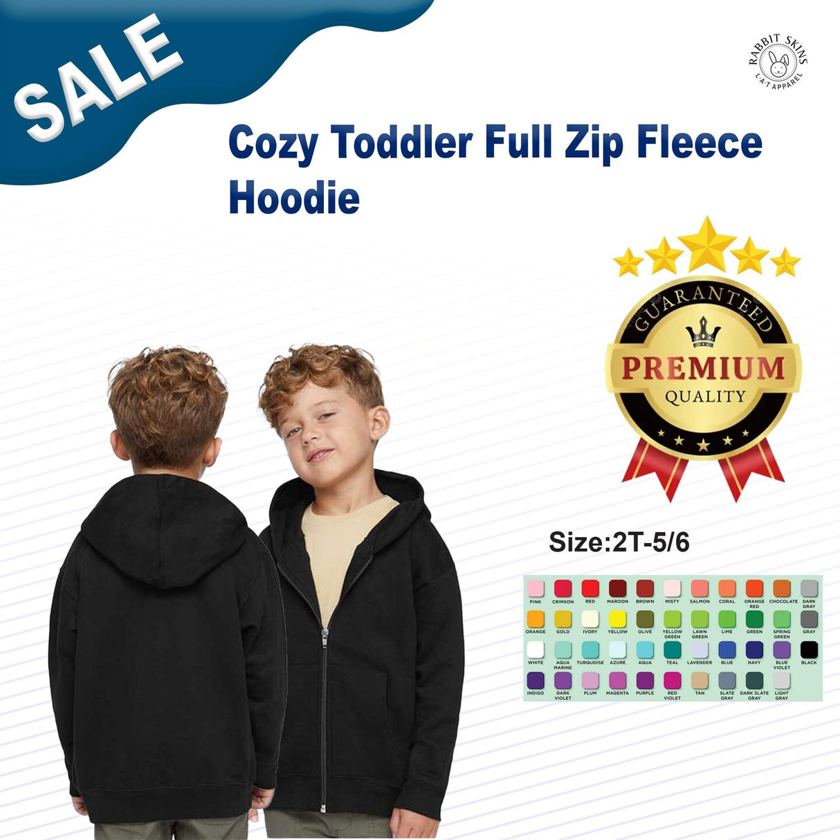 RADYAN® Toddler Full Zip Fleece Long Sleeve Hoodie - 3346