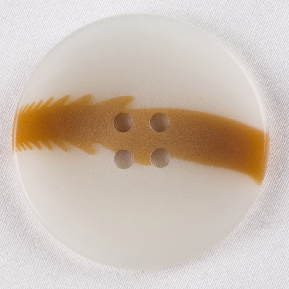 Ivory Light Brown Plastic Button - 54L/34mm