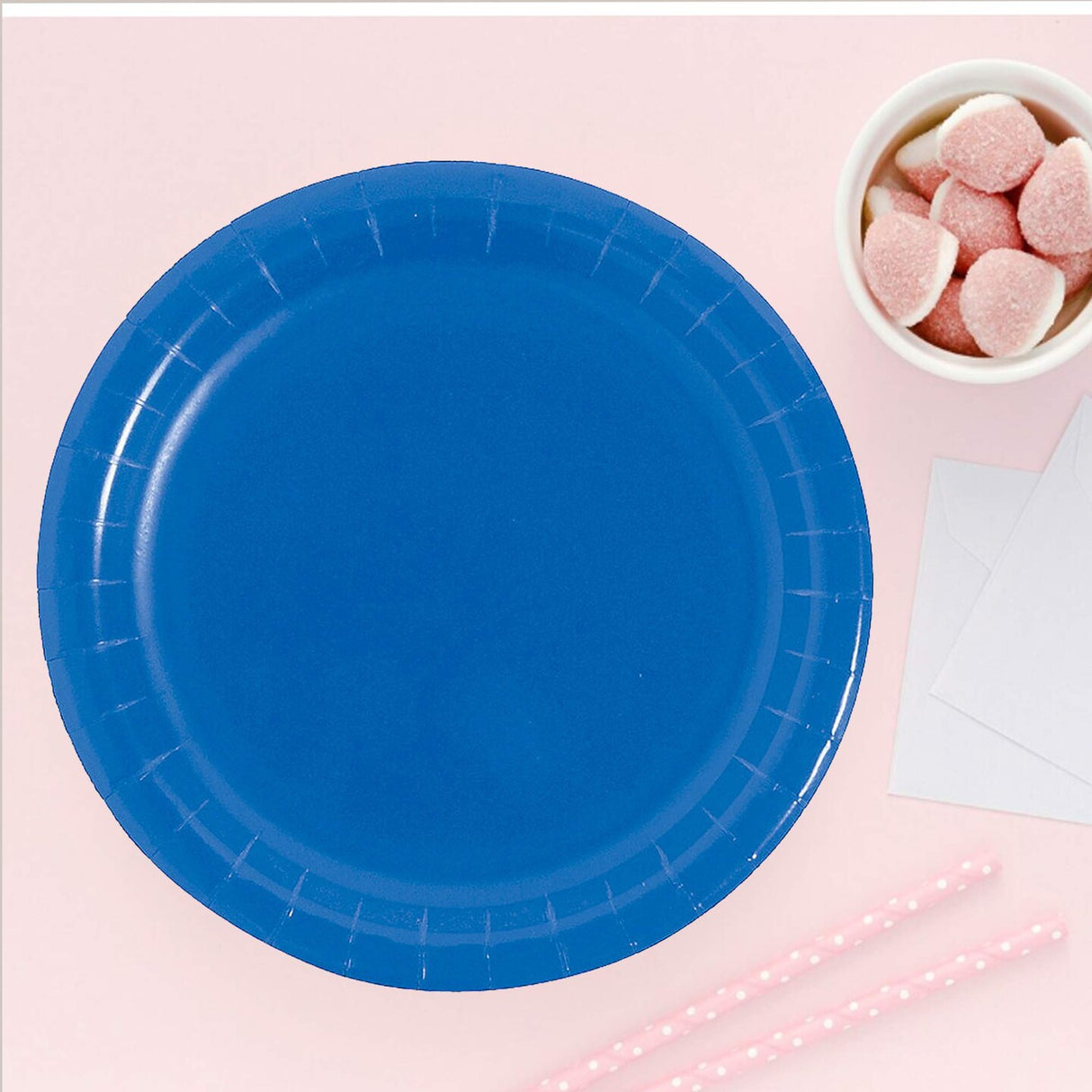 24 Count Blue Paper Plates 7" Round Dessert Set for Parties