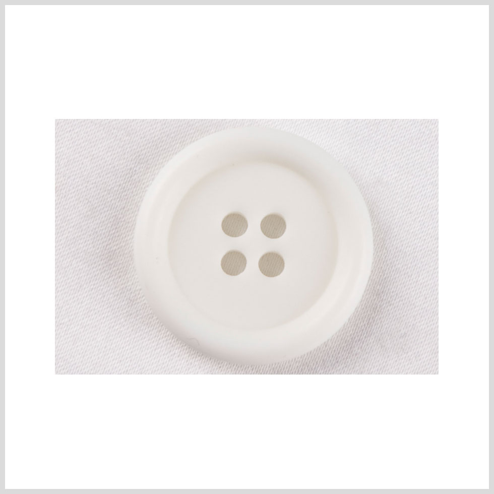 Plastic 4-Hole Button - 36L/23mm - Off White Rolled Rim