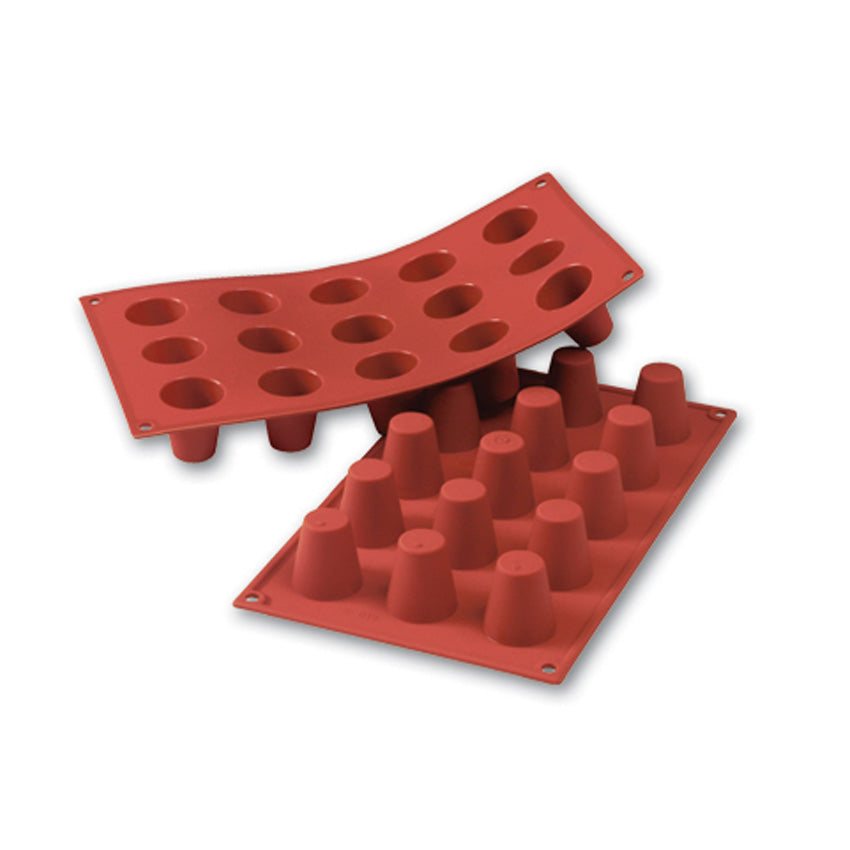 Silikomart Silicone Bakeware: Dariole (Baba) 1 Oz, 1.38" Dia x 1.5" High, 15 Cavities