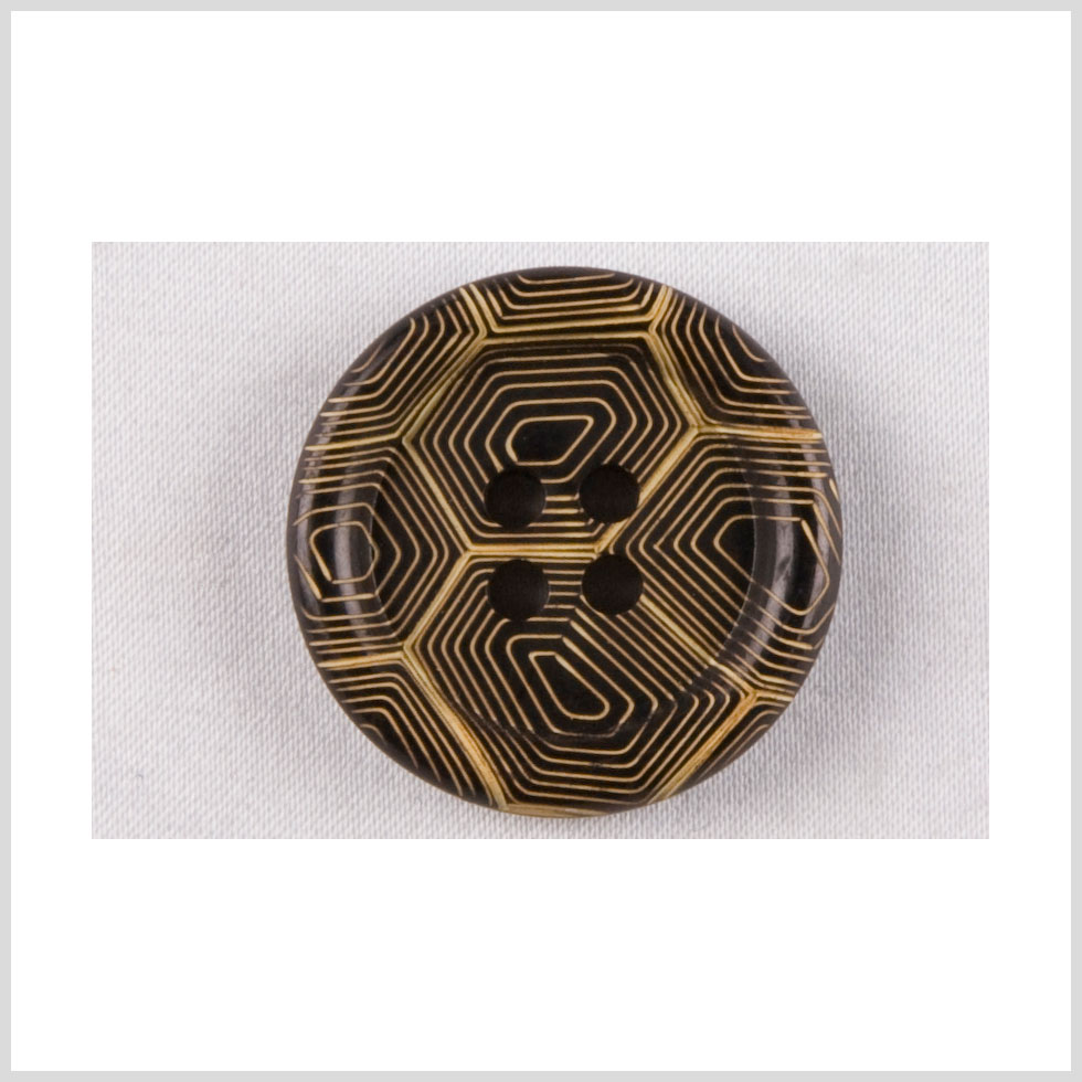 Gold and Black Narrow Rim 4-Hole Blazer Button - 34L/21.5mm